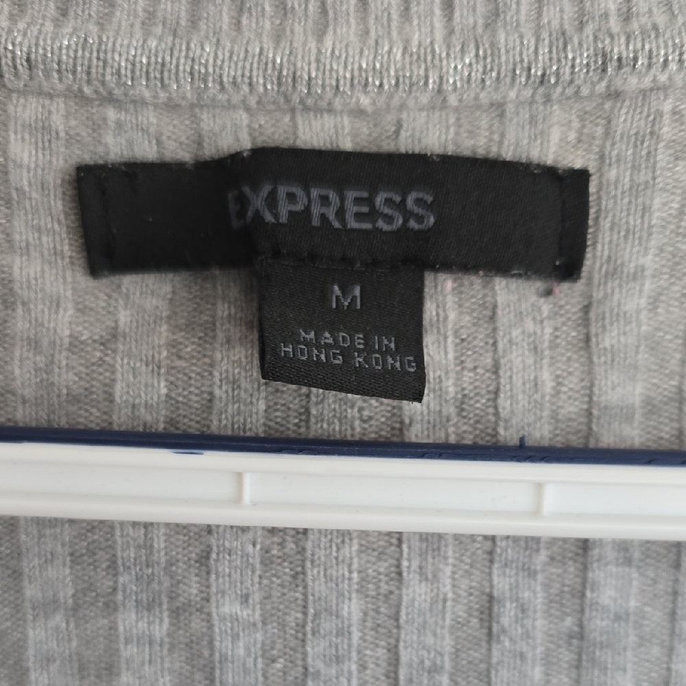 Express Ribbed Henley Top - Gray - Picture 2 of 4